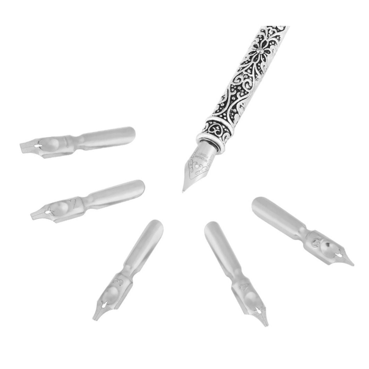 Kit Caneta Tinteiro Pena Azul Antiga Simples Kit Caneta Tinteiro Pena Azul Antiga Simples